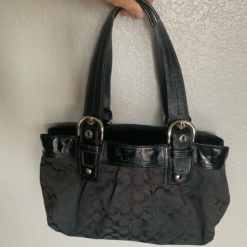 Black Coach Printed Tote